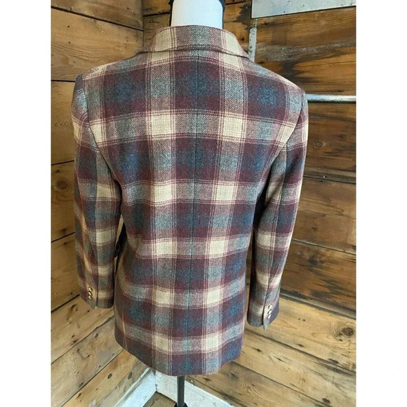 Vintage L.L. Bean Plaid Blazer Womens 8P Wool & Cashmere Blend - Picture 4 of 12
